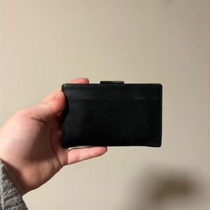 Vintage Coach Black Leather Bifold Wallet With Built In Coin Purse